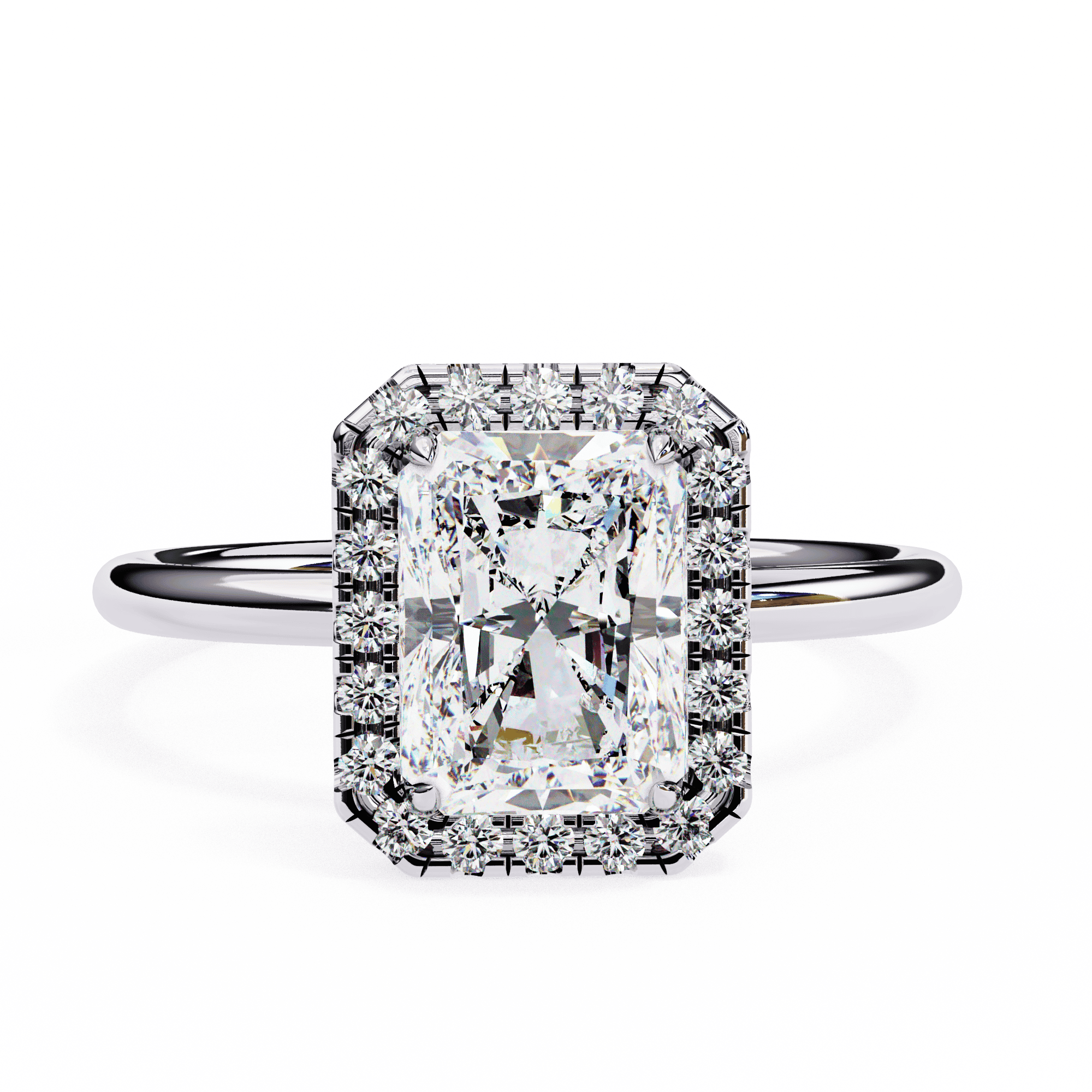 Radiant-Cut Diamond Halo Engagement Ring
